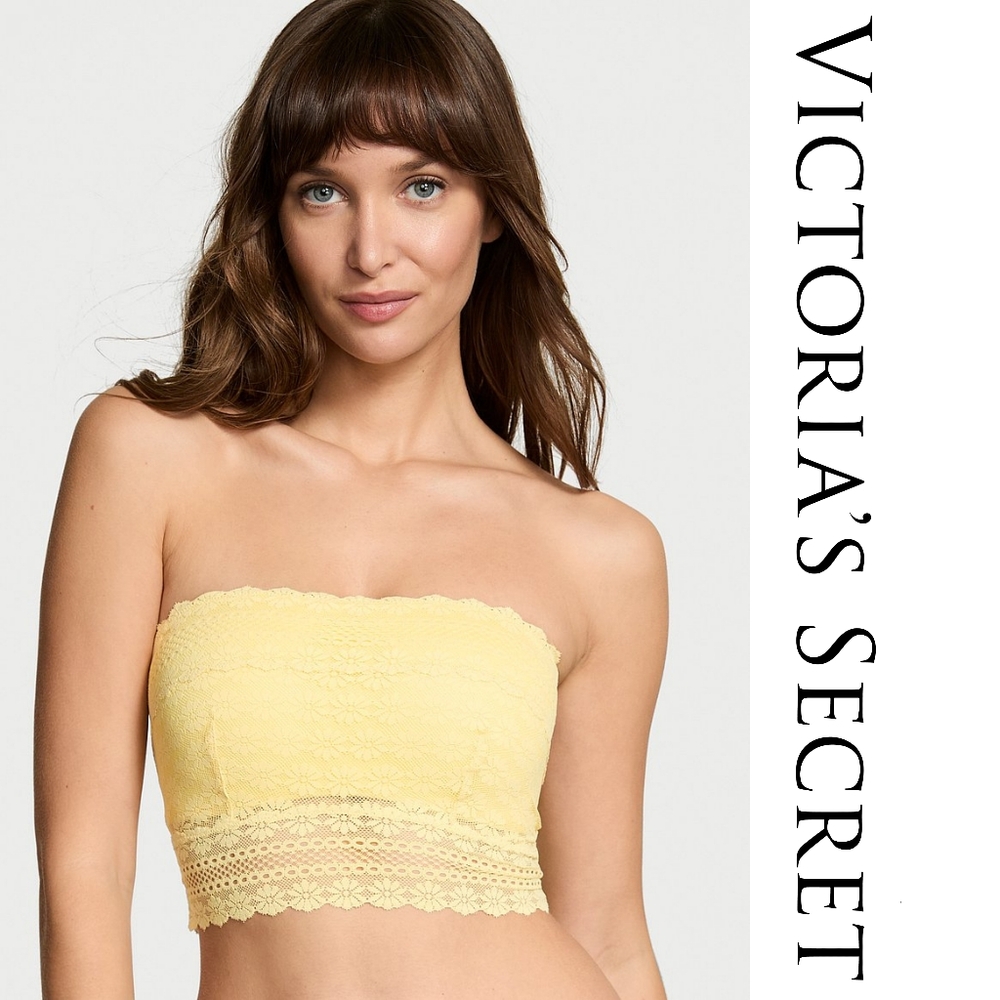 Victoria's Secret - Daisy Lace Lightly Lined Bandeau Top - Lrg - Yellow